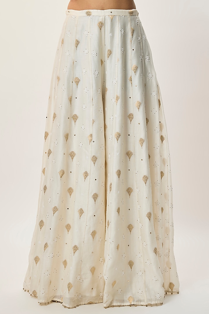 Off-White Banarasi Silkmul Bridal Sharara Set by Payal Singhal at Pernia's Pop Up Shop