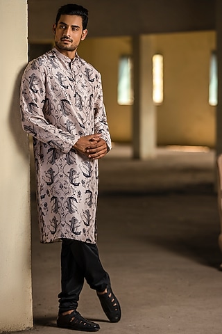 Blush & Black Printed Kurta Set by Payal Singhal Men