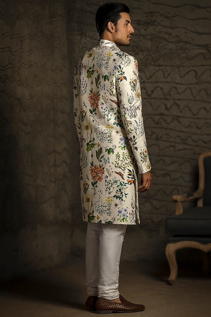 Ivory Embroidered Wedding Sherwani Set by Payal Singhal Men at Pernia's Pop Up Shop