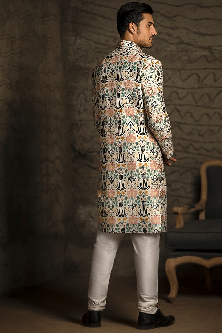 Cream & Off White Embroidered Wedding Sherwani Set by Payal Singhal Men at Pernia's Pop Up Shop