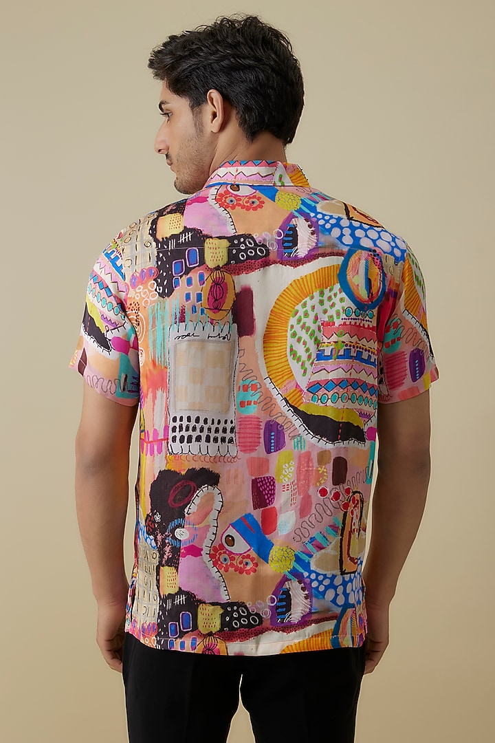 Multi-Colored Modal Satin Digital Printed Shirt by Payal Singhal Men at Pernia's Pop Up Shop