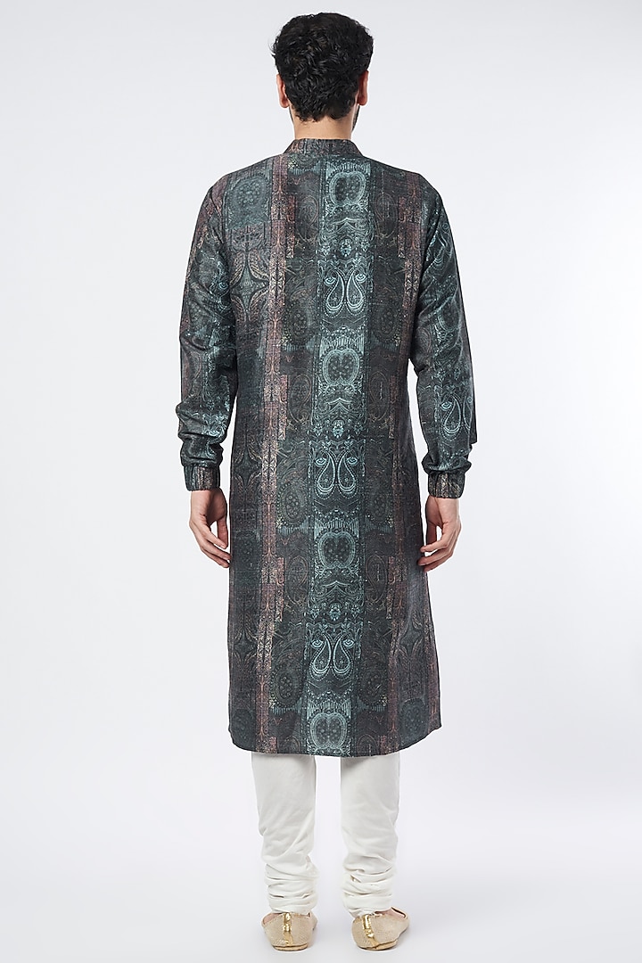 Multi-Colored Dupion Silk Printed Kurta Set by Payal Singhal Men at Pernia's Pop Up Shop