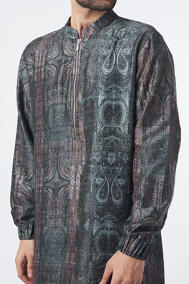Multi-Colored Dupion Silk Printed Kurta Set by Payal Singhal Men at Pernia's Pop Up Shop