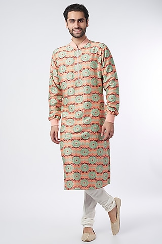 Coral Printed Bomber Kurta Set by Payal Singhal Men