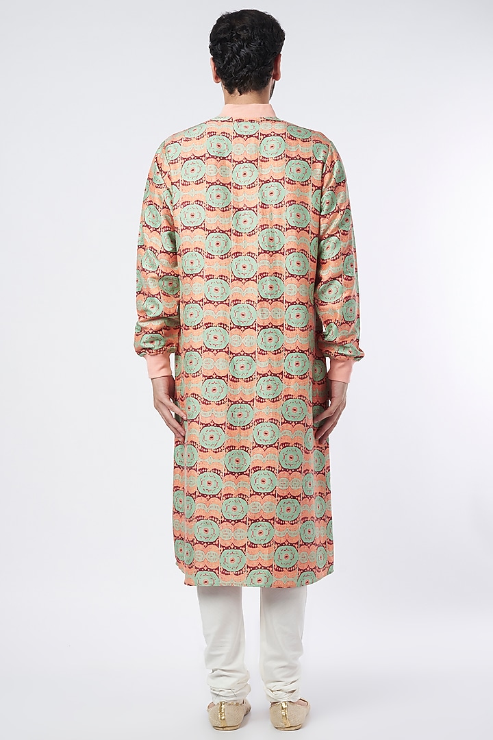 Coral Printed Bomber Kurta Set by Payal Singhal Men at Pernia's Pop Up Shop
