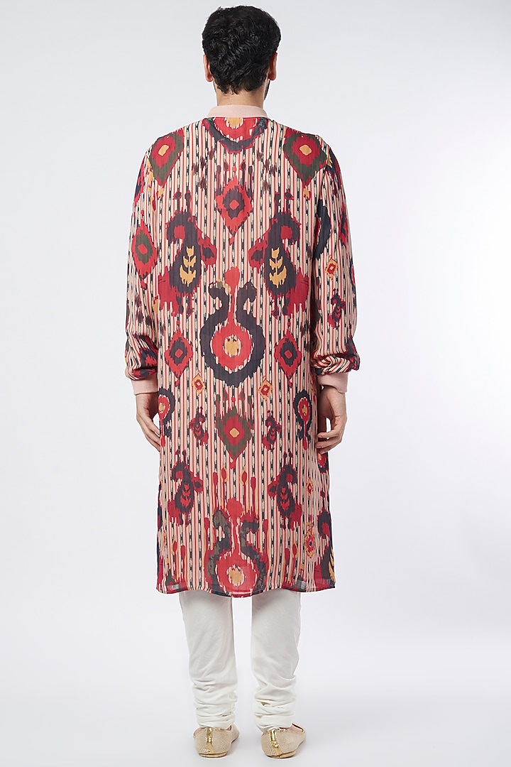 Light Red Printed Bomber Kurta Set by Payal Singhal Men at Pernia's Pop Up Shop