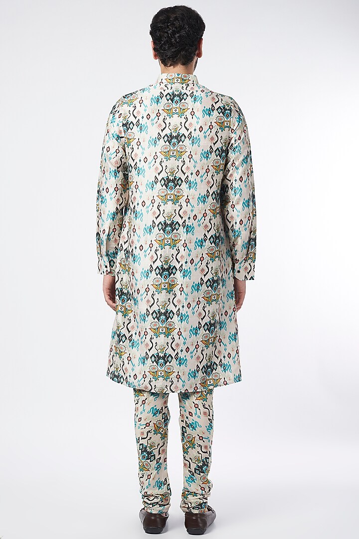 White Printed Shirt Kurta Set by Payal Singhal Men at Pernia's Pop Up Shop