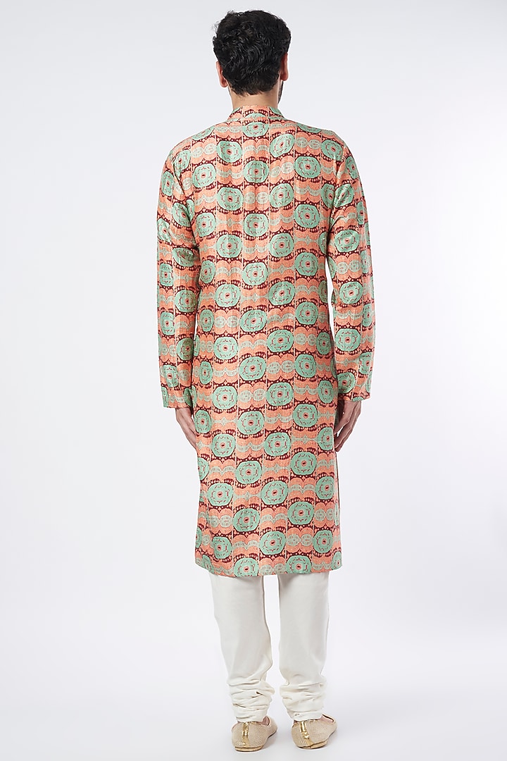Coral Evil Eye Printed Bomber Kurta Set by Payal Singhal Men at Pernia's Pop Up Shop