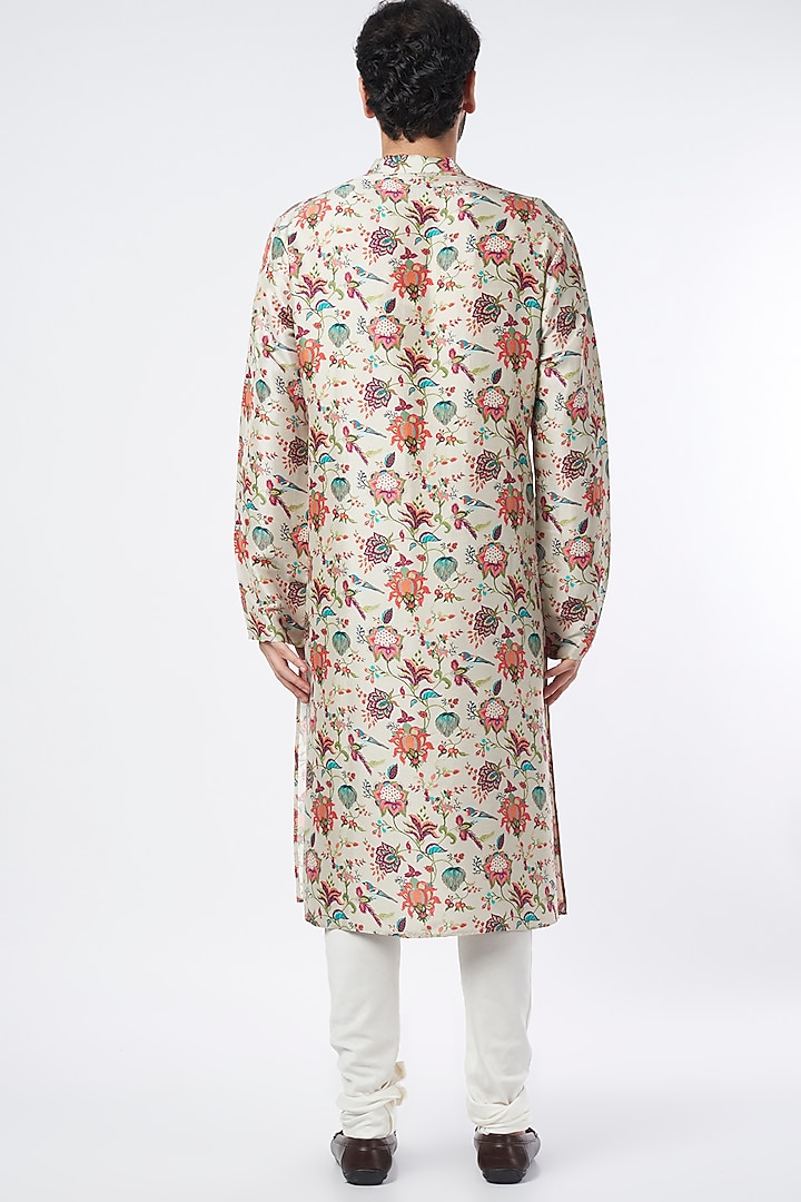 Khaki Printed Kurta Set by Payal Singhal Men at Pernia's Pop Up Shop