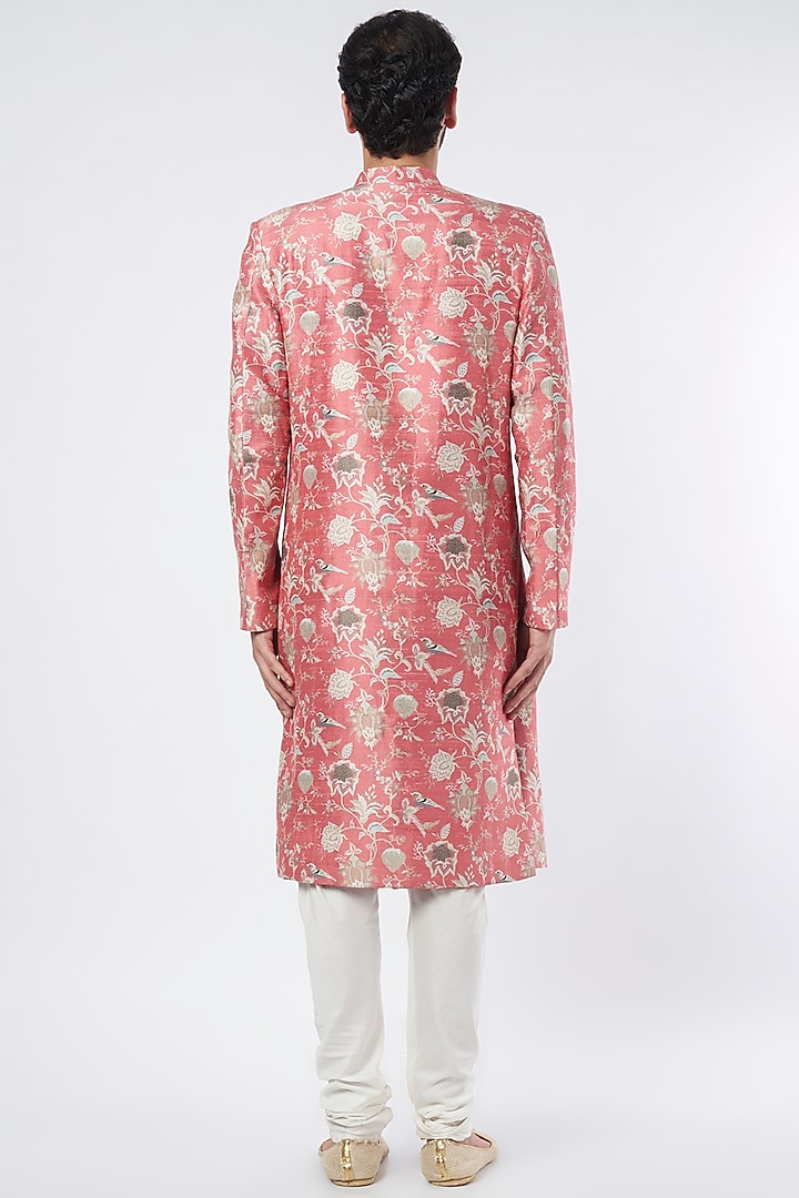 Coral Printed Wedding Sherwani Set by Payal Singhal Men at Pernia's Pop Up Shop