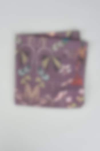 Purple Silk Mul Printed Pocket Square by Payal Singhal Men