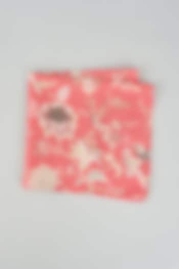 Pink Silk Mul Printed Pocket Square by Payal Singhal Men