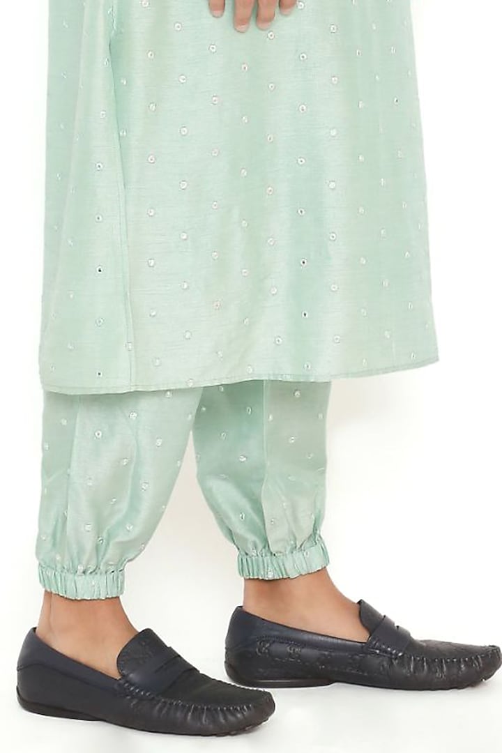 Powder Blue Abla Silk Bomber Kurta Set by Payal Singhal Men at Pernia's Pop Up Shop
