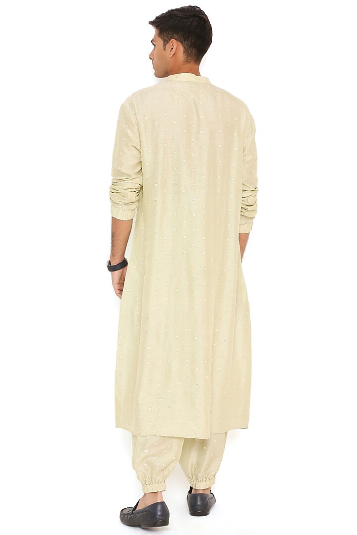 Mint Abla Silk Bomber Kurta Set by Payal Singhal Men at Pernia's Pop Up Shop