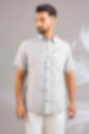 Grey Linen Party Wear Shirt by Payal Singhal Men at Pernia's Pop Up Shop