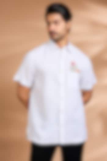 White Linen Party Wear Shirt by Payal Singhal Men at Pernia's Pop Up Shop