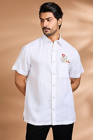 White Linen Shirt by Payal Singhal Men