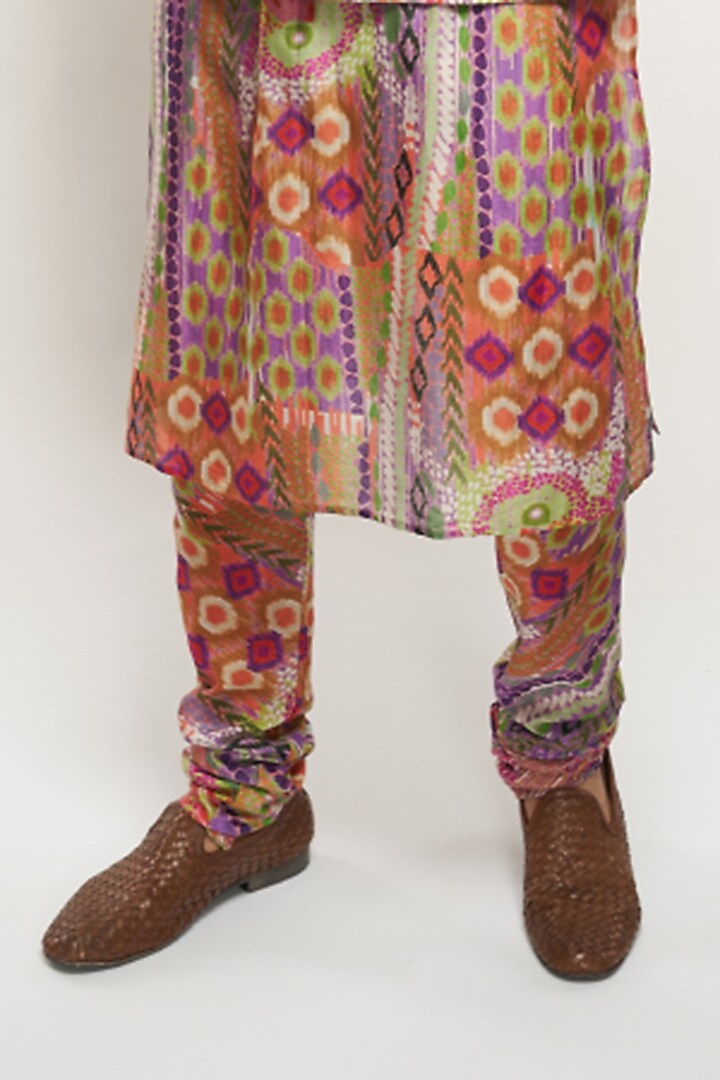 Multi-Colored Dupion Silk African Printed Bundi Jacket Set by Payal Singhal Men at Pernia's Pop Up Shop