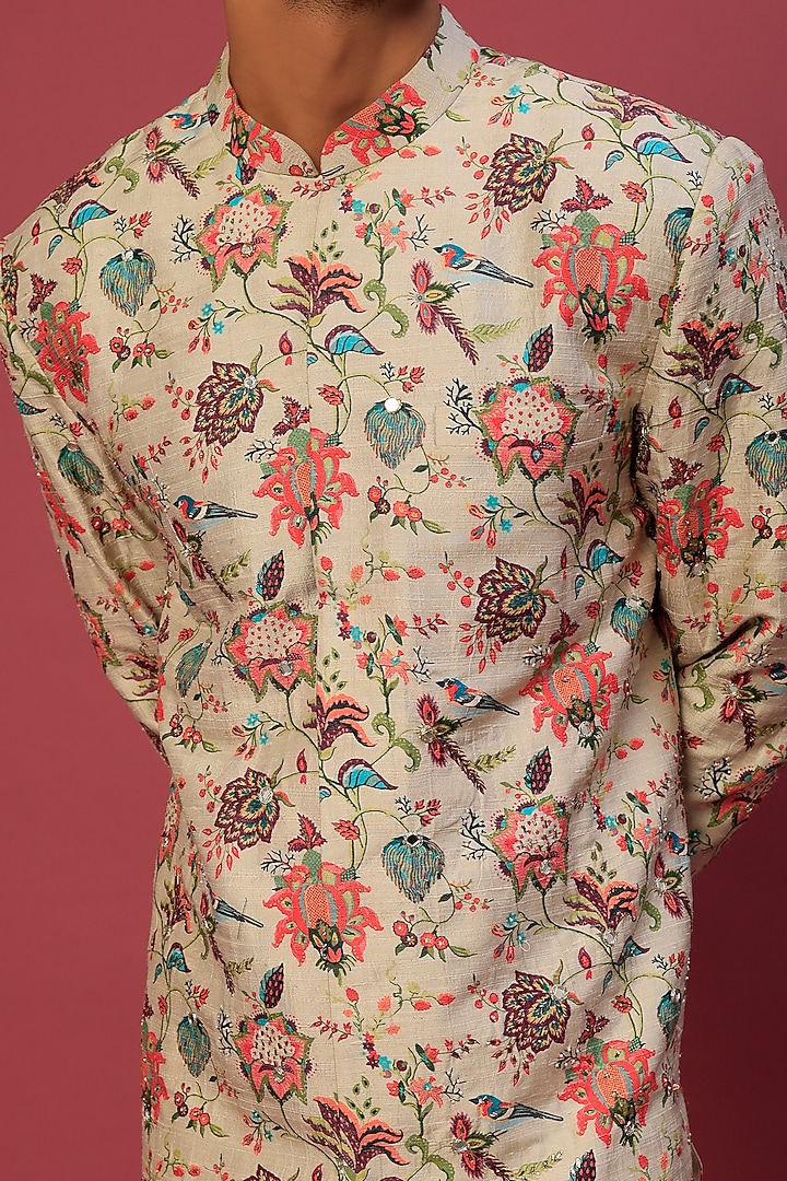 Off-White Embroidered Wedding Sherwani Set by Payal Singhal Men at Pernia's Pop Up Shop