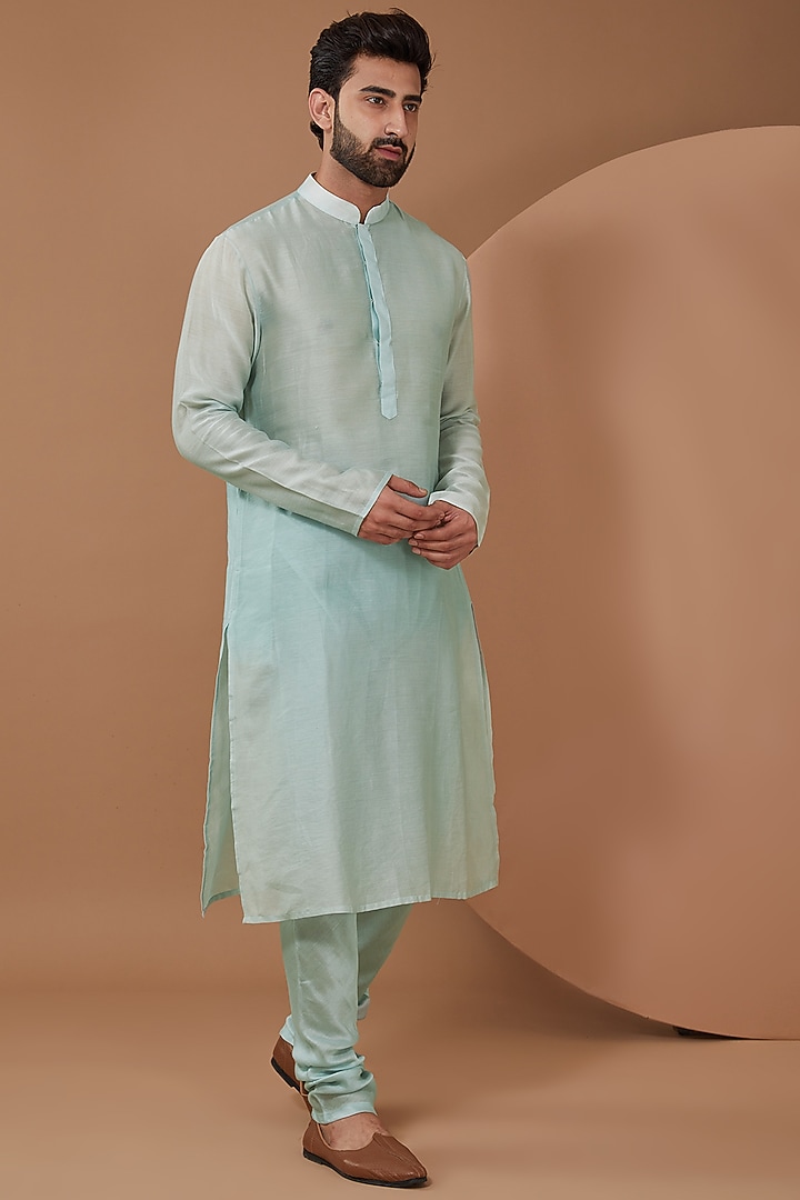 Blush Pink Dupion Silk Printed Bundi Jacket Set by Payal Singhal Men at Pernia's Pop Up Shop