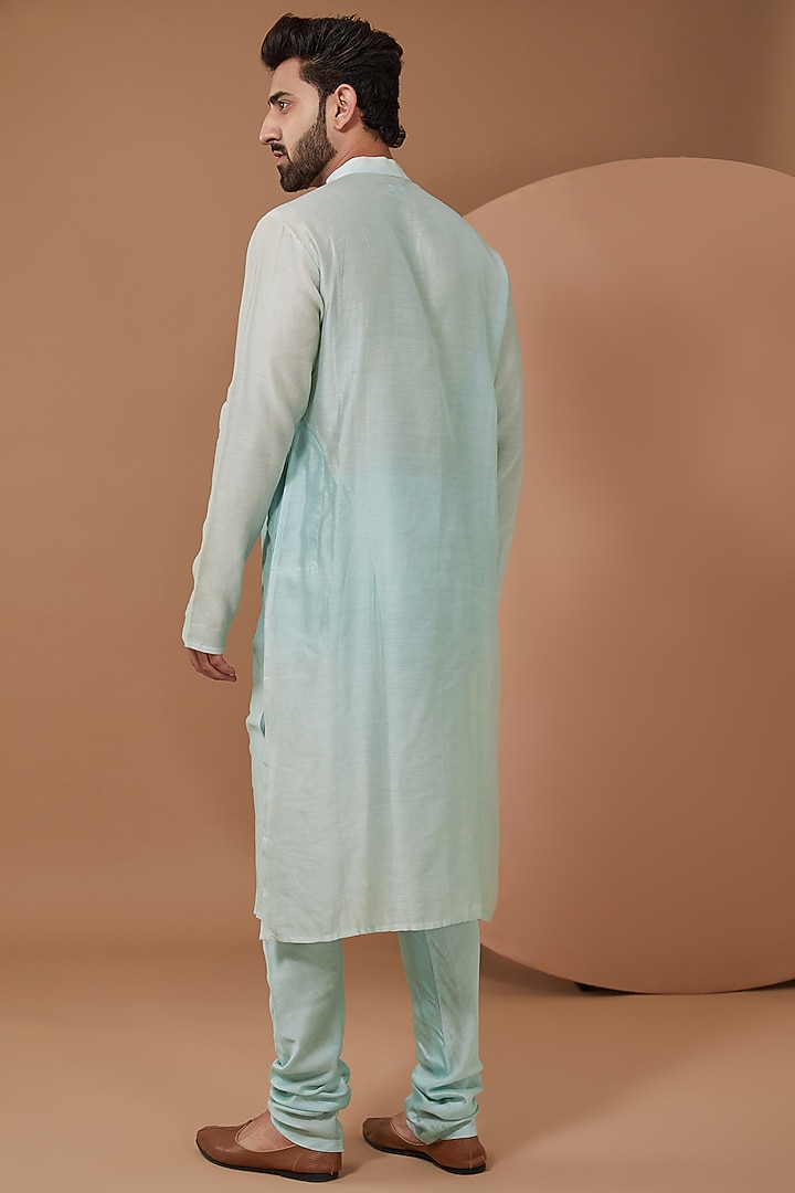 Blush Pink Dupion Silk Printed Bundi Jacket Set by Payal Singhal Men at Pernia's Pop Up Shop