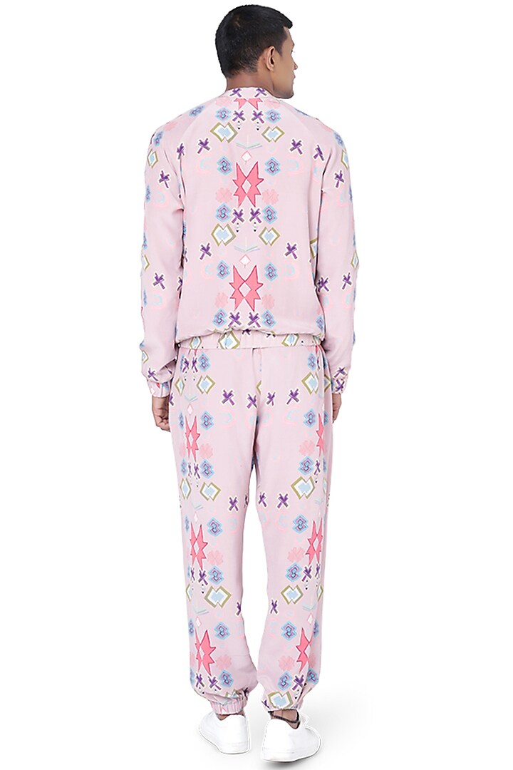 Pink Printed Bomber Jacket Set by Payal Singhal Men at Pernia's Pop Up Shop