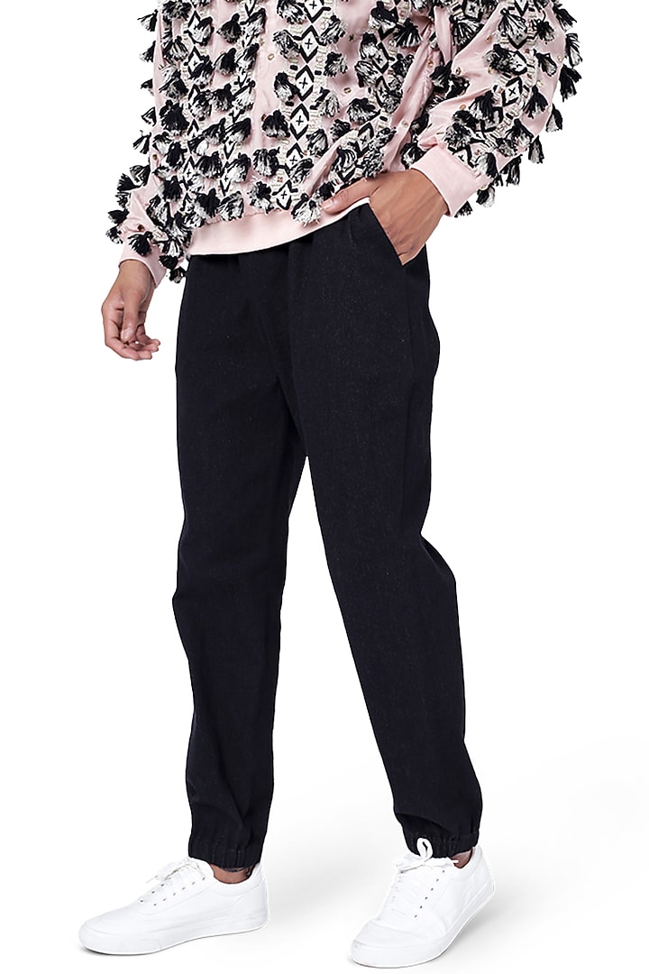 Black Denim Pant Set by Payal Singhal Men at Pernia's Pop Up Shop
