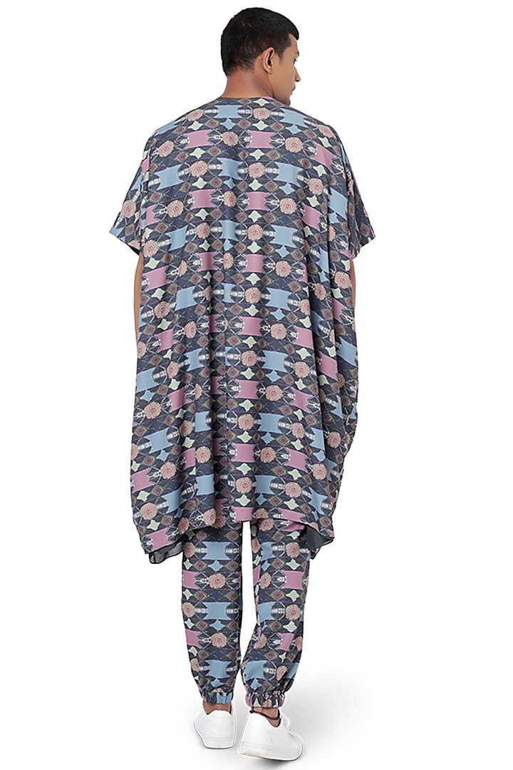 Navy Blue Cotton Rayon Printed Pant Set by Payal Singhal Men at Pernia's Pop Up Shop