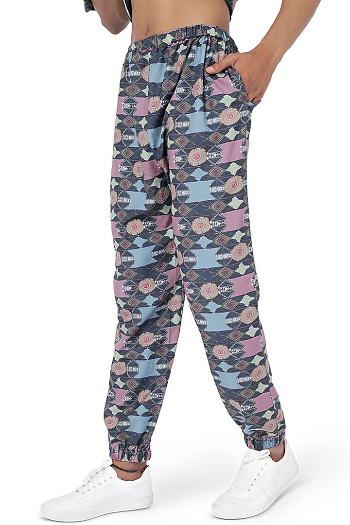 Navy Blue Cotton Rayon Printed Pant Set by Payal Singhal Men at Pernia's Pop Up Shop