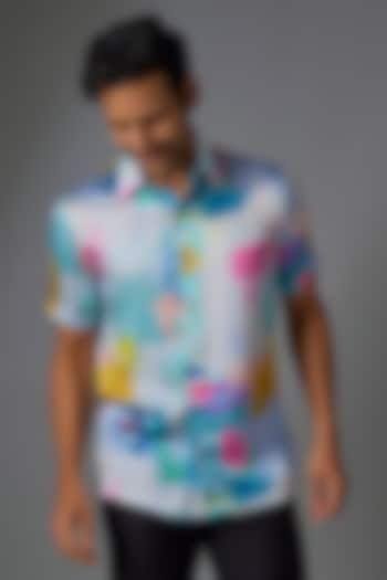 Multi-Colored Modal Satin Digital Printed Shirt by Payal Singhal Men at Pernia's Pop Up Shop