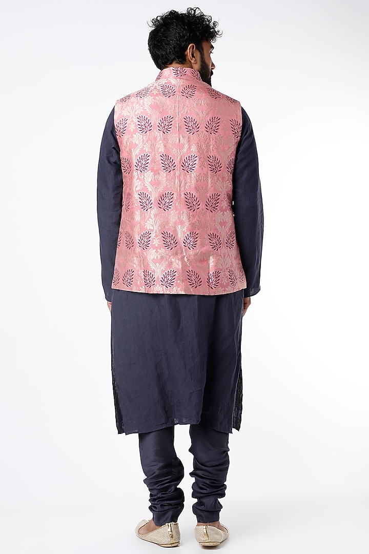Pink Banarasi Brocade Bundi Jacket Set by Payal Singhal Men at Pernia's Pop Up Shop