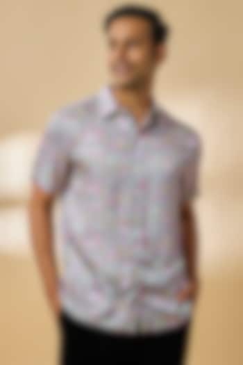 Grey Modal Satin Party Wear Shirt by Payal Singhal Men at Pernia's Pop Up Shop