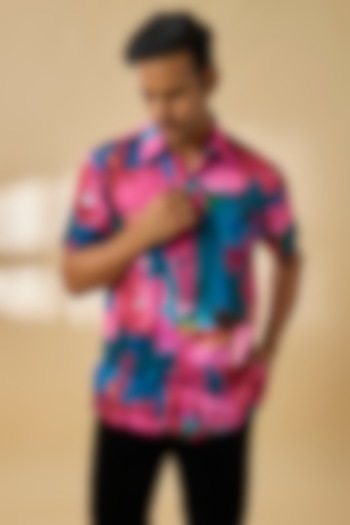 Multi-Colored Modal Satin Party Wear Shirt by Payal Singhal Men at Pernia's Pop Up Shop