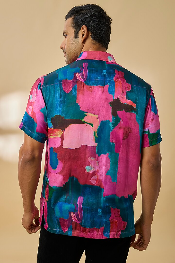 Multi-Colored Modal Satin Party Wear Shirt by Payal Singhal Men at Pernia's Pop Up Shop