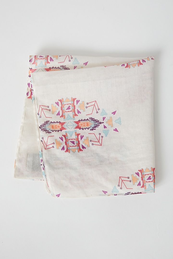 Grey Ikat Printed Silk Pocket Square by PAYAL SINGHAL ACCESSORIES