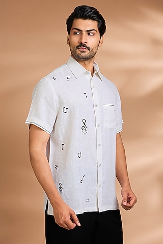 Off-White Linen Shirt by Payal Singhal Men