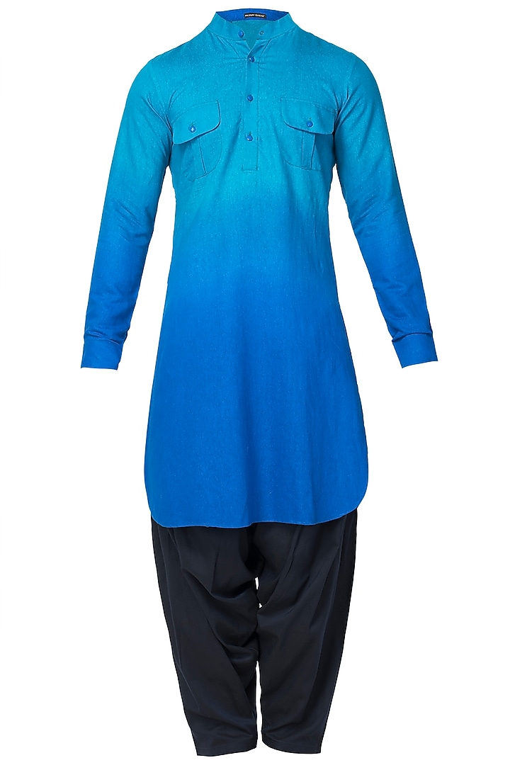 Blue shaded pathani kurta with patiala pants available only at Pernia's Pop Up Shop.