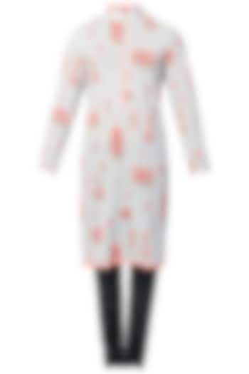 Peach and grey printed kurta with churidaar pants available only at Pernia's Pop Up Shop.