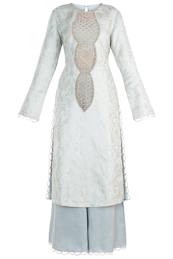 Powder Blue Embroidered Kurta with Bustier, Pants and Dupatta by Payal Singhal