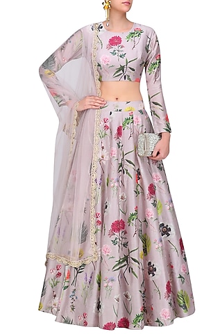 Lilac Bageecha Print Lehenga Set by Payal Singhal