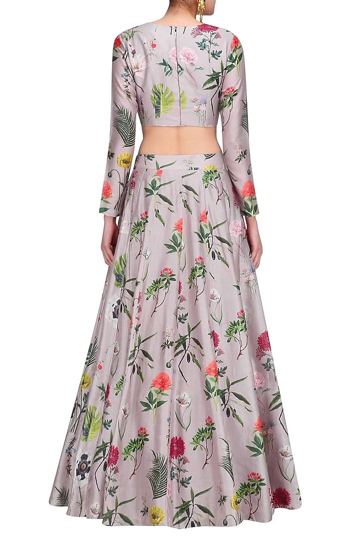 Lilac bageecha print lehenga set available only at Pernia's Pop Up Shop.