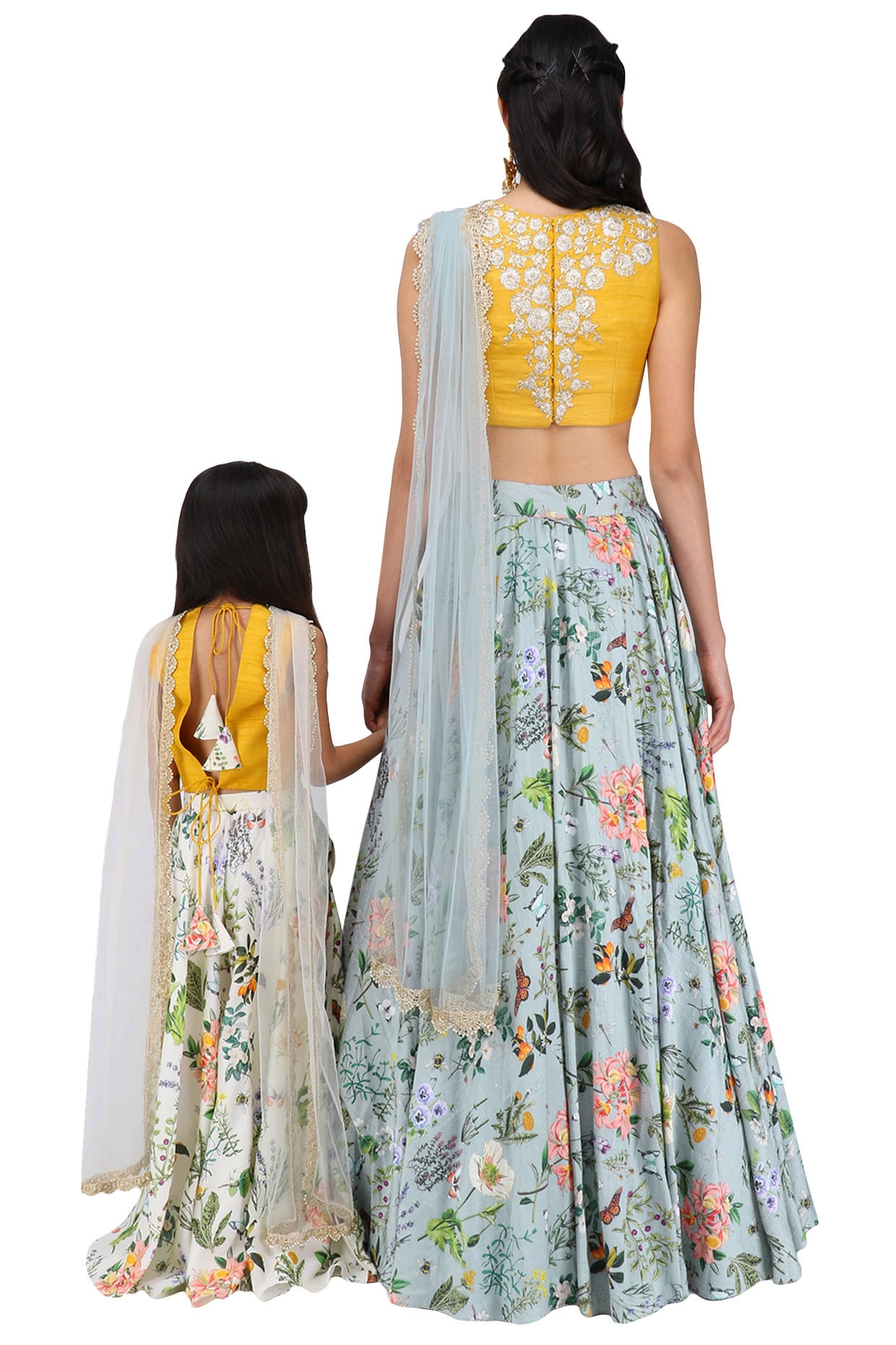 Yellow Blue Koti Lehenga Choli Indian Lengha Chunri Sari Ghagra Choli Dress  Top | eBay