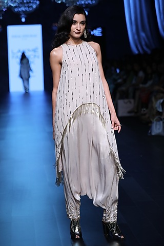 Stone Raised Hem Tunic and Embroidered Pants Set by Payal Singhal