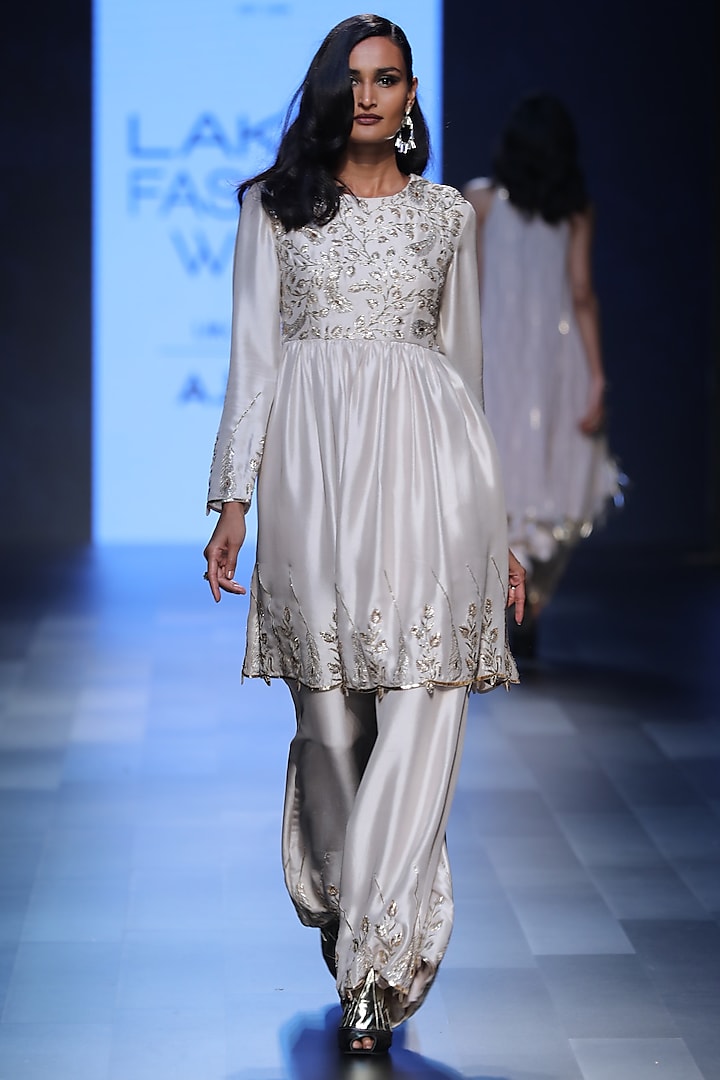 Stone Embroidered Short Anarkali and Palazzo Pants Set by Payal Singhal