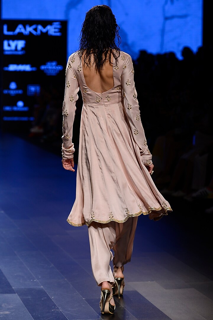 Blush embroidered front cropped anarkali with Blush Pants available only at Pernia's Pop Up Shop.