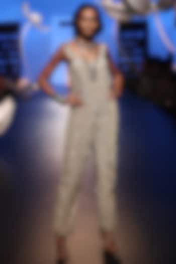 Grey Embroidered Jumpsuit by Payal Singhal