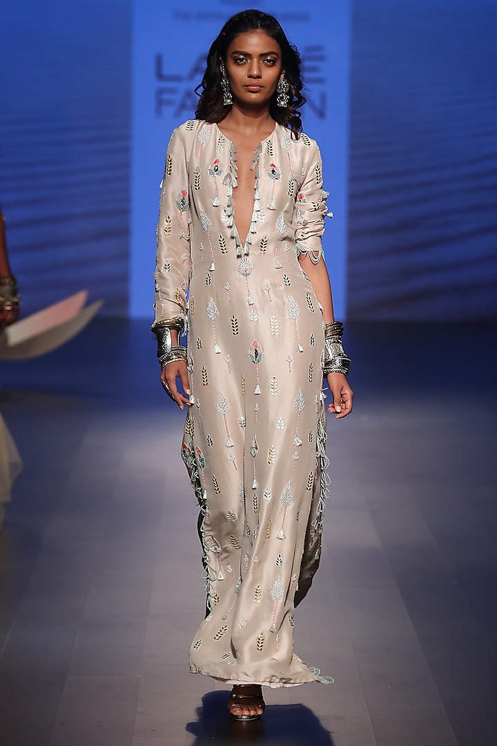 Stone embroidered slit kaftan available only at Pernia's Pop Up Shop.