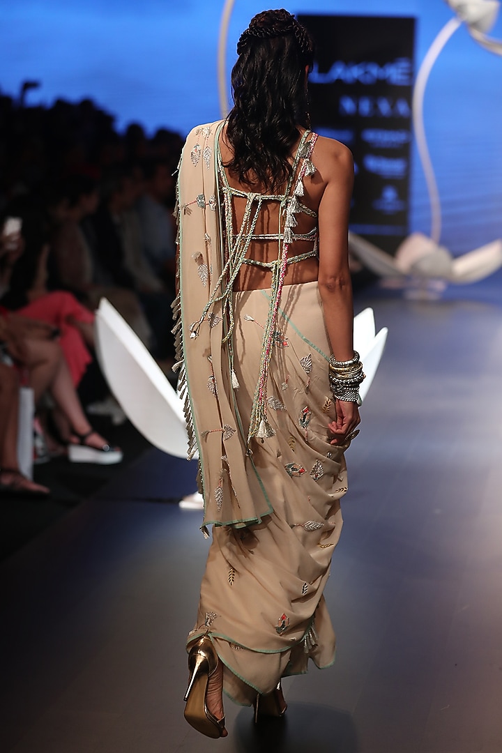 Stone embroidered saree with choli available only at Pernia's Pop Up Shop.