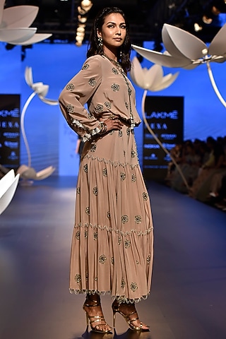 Rose Pink Dress with Belt by Payal Singhal