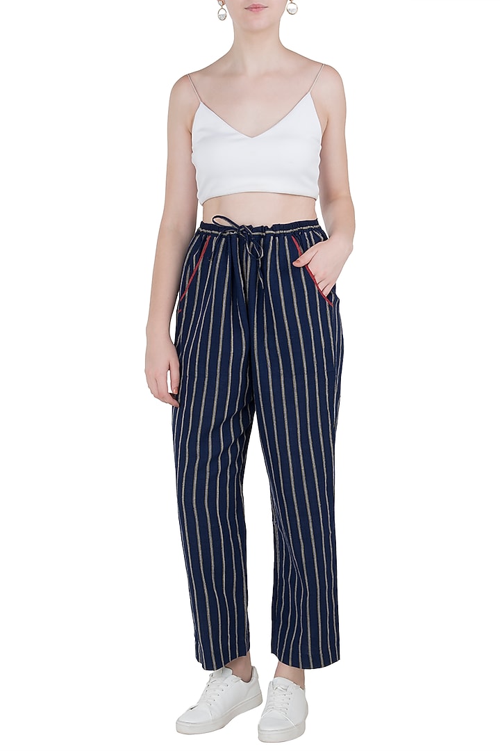 Navy striped pants available only at Pernia's Pop Up Shop.